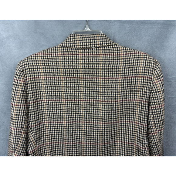Cross Country Fashions Plaid Houndstooth Blazer Womens 12P Brown Wool Blend - Picture 6 of 16